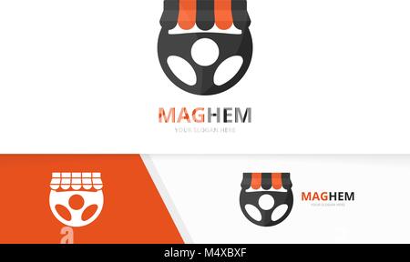 Vector fast car helm logo combination. Speed steering wheel symbol or ...