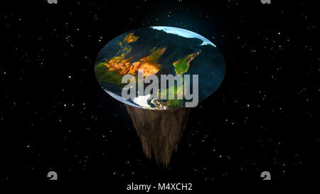 The concept of a flat planet Earth. 3d rendering Stock Photo