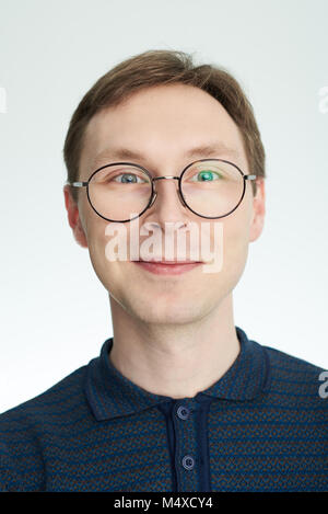 Close up portrait of smiling caucasian man isolated on white background Stock Photo