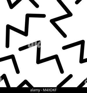 80s 90s seamless pattern, geometric background with abstract shapes in black on white Stock Vector