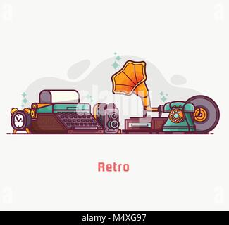Vintage Things and Objects Flea Market Banner Stock Vector