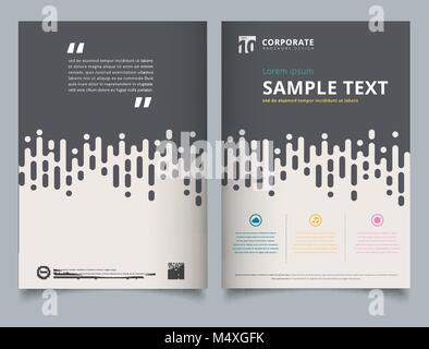 Brochure Template gray Rounded Lines Halftone Transition with icon and simple text. Business book cover design. Annual report, Magazine, Poster, Corpo Stock Vector