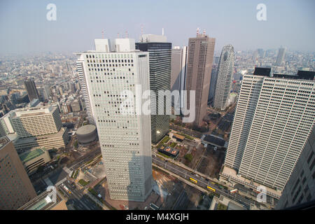 The view from the 45th Floor of the Tokyo Government building showing a view of central Tokyo Stock Photo