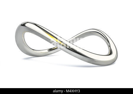 a chrome infinity sign isolated on white Stock Photo