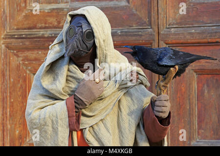 A plage doctor with a black raven during the Carnival of Venice (Carnevale di Venezia) in Venice, Italy Stock Photo