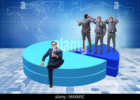 Businessman sitting on pie chart in business concept Stock Photo
