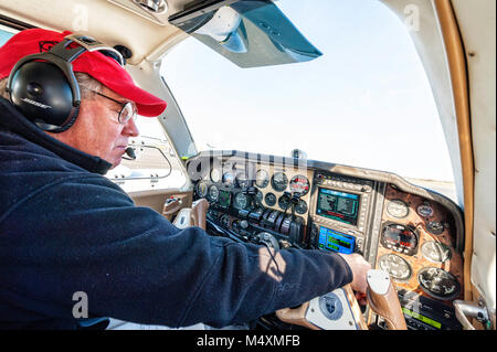 Plane prepared before taking off on the Sabadell airport runway Stock ...