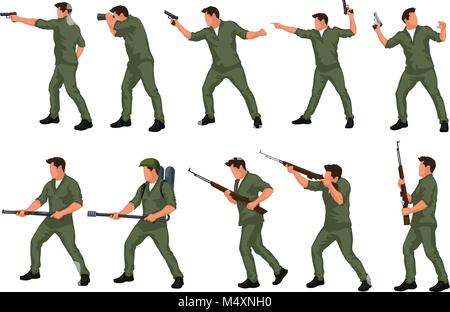 warriors men in set 01 Stock Vector