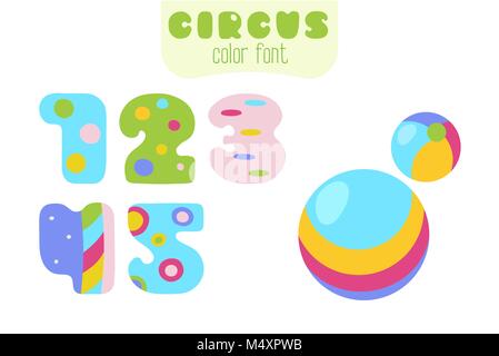 Funny cartoon style colorful vector numbers 1, 2, 3, 4, 5 set with balls Stock Vector