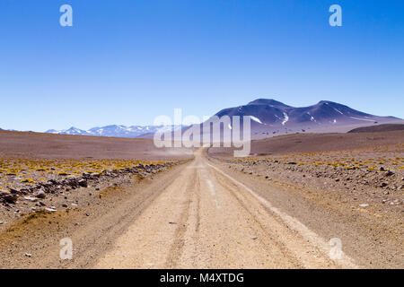 Bolivian dirt road perspective view,Bolivia. Salvador Dali Desert Stock Photo