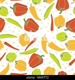 Seamless pattern background with peppers Stock Vector