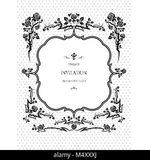 Wedding Elegant roses frame Stock Vector