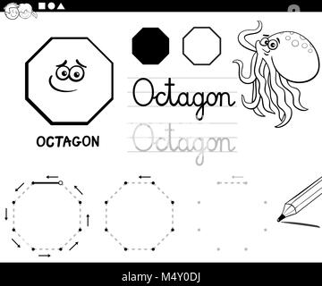 octagon basic geometric shapes coloring page Stock Photo