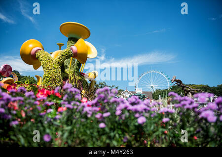 The Architecture and unidentified tourists are in Everland Resort Stock Photo