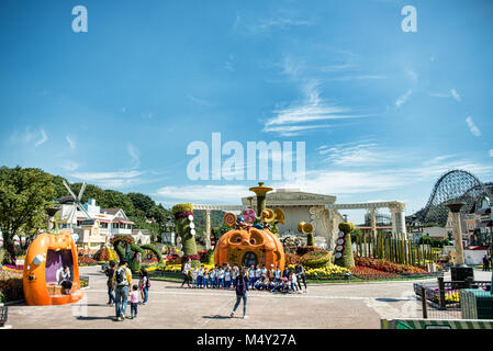 The Architecture and unidentified tourists are in Everland Resort Stock Photo