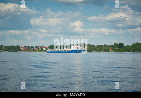 Dry cargo ship on the Volga Stock Photo