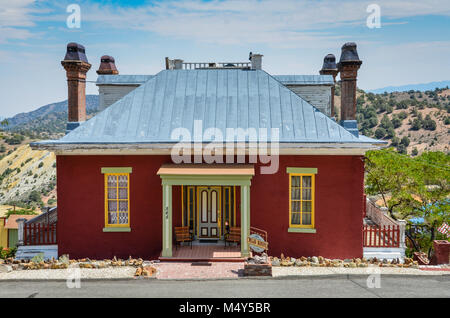 Historic Chollar mansion, built between 1861 and 1863, was the head office of the Chollar Mine. Virginia City, NV, USA Stock Photo