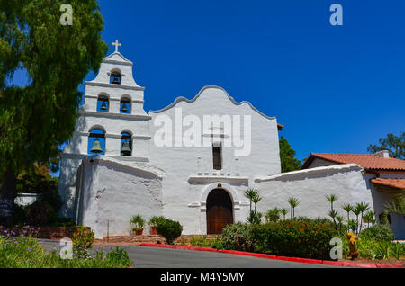 Mission Basilica San Diego de Alcalá was the first Franciscan mission in The Californians, a province of New Spain. Stock Photo