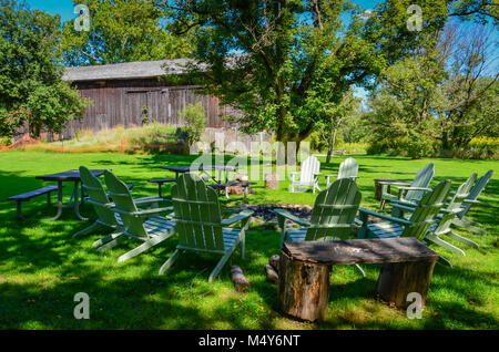 Fire Pit In Outside Park With Orange Red Flame Nobody Modern