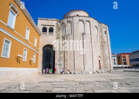 ZADAR, CROATIA - SEPTEMBER 14: View of St donatus cathedral historic architecture on September 14th, 2016 in Zadar Stock Photo