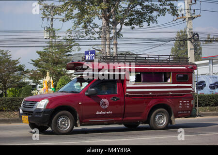 CHIANG MAI, THAILAND -JANUARY 16 2018:    Orange mini truck taxi chiangmai, Service between city and Phrao district of Prempracha Company. Stock Photo