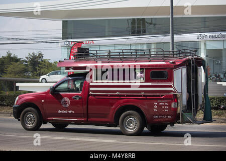 CHIANG MAI, THAILAND -JANUARY 16 2018:    Orange mini truck taxi chiangmai, Service between city and Phrao district of Prempracha Company. Stock Photo