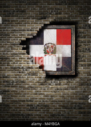 3d rendering of an old Dominican Republic flag waving Stock Photo - Alamy