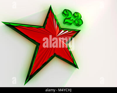 Red and gold star with number 23 on white background . Stock Photo