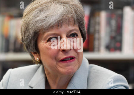 The shoes of British Prime Minister Theresa May as she delivers a speech at  Derby College, Derby to launch the Government's review of post-18 education  and funding Stock Photo - Alamy