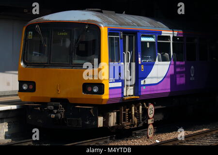 Northern Rail Pacer Class 144 sits waiting at Leeds Station Stock Photo