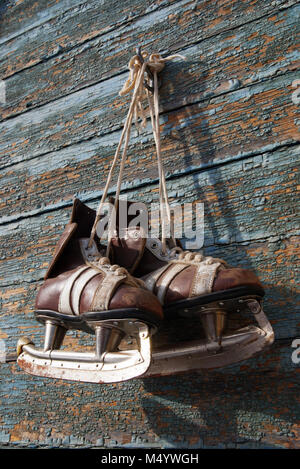 vintage pair of mens  ice skates Stock Photo