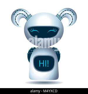 Vector realistic illustration of the white robot. Vector robot. Stock Vector