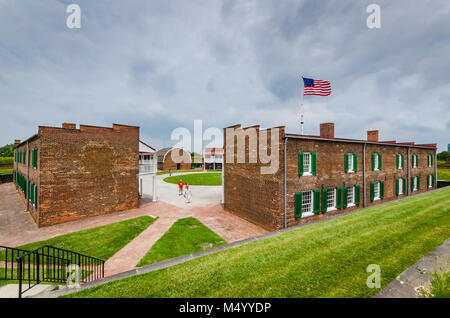 Fort McHenry, in Baltimore, Maryland, is a historical American coastal star-shaped fort best known for its role in the War of 1812, when it successful Stock Photo