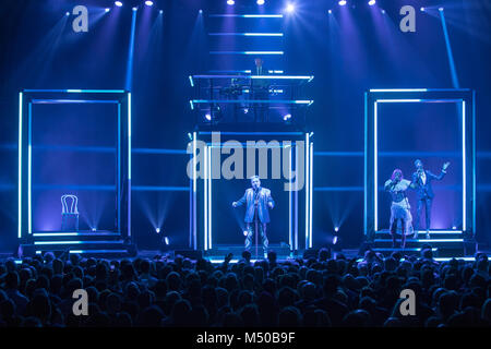 Brighton, UK. 19th Feb, 2018. Andy Bell & Vince Clarke of Erasure, performing at The Brighton Dome, England Credit: Jason Richardson/Alamy Live News Stock Photo
