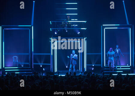 Brighton, UK. 19th Feb, 2018. Andy Bell & Vince Clarke of Erasure, performing at The Brighton Dome, England Credit: Jason Richardson/Alamy Live News Stock Photo