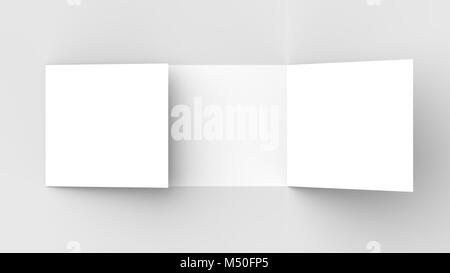 Horizontal - landscape gate fold brochure mock up isolated on soft gray background. 3D illustrating Stock Photo