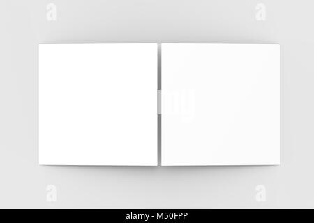 Horizontal - landscape gate fold brochure mock up isolated on soft gray background. 3D illustrating Stock Photo