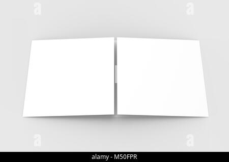 Horizontal - landscape gate fold brochure mock up isolated on soft gray background. 3D illustrating Stock Photo