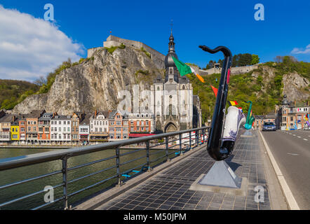 Saxophone statue in Dinant - Belgium Stock Photo