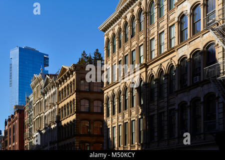 Soho loft building facades at Sunset. Manhattan, New York City Stock Photo