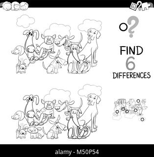 Cartoon Illustration of Spot the Differences Educational Game for Stock ...