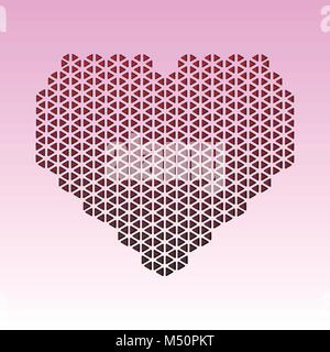 Abstract vector card with red heart made of triangles. A mosaic heart Valentine s Day, I love you. paper cut. 10eps Stock Vector