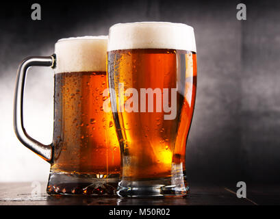 Composition with two glasses of beer. Stock Photo