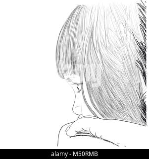 Hand drawn a girl-Vector Illustration Stock Photo