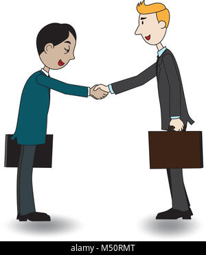 Two businessmen shaking hand, vector illustration, cartoon Stock Photo