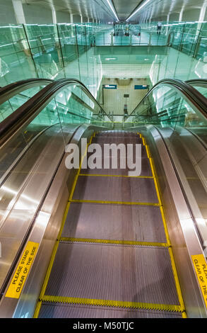 Escalators in the International Airport Stock Photo
