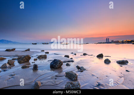 Xiamen Huandao Road Seascape Sunset Stock Photo