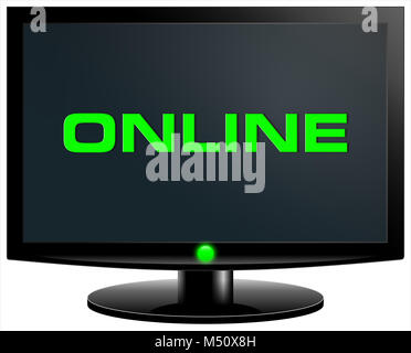 Online. Internet concept. PC screen isolated on with background Stock Photo