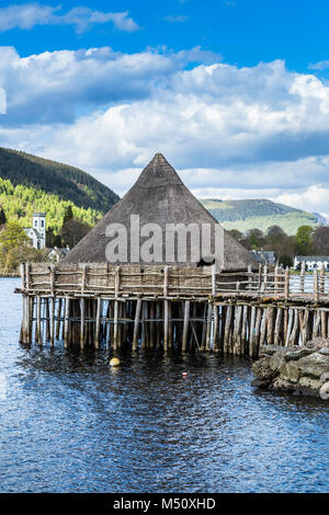 The Scottish Crannog Centre on Loch Tay features a reconstruction of this Iron Age dwelling. Stock Photo