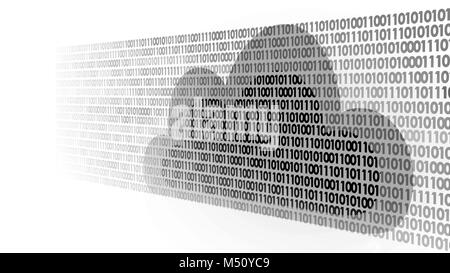 Cloud computing online storage binary code numbers. Big data information future modern internet business technology. Gray white monochrome global file exchange available background vector illustration Stock Vector